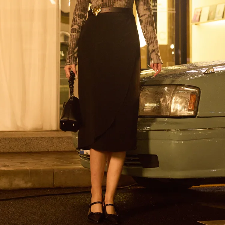 SETIROM Casual Long Skirt Women's Black-2