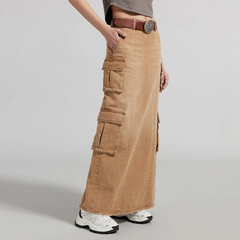Miss Sixty Denim Long Skirts Women's Khaki-3