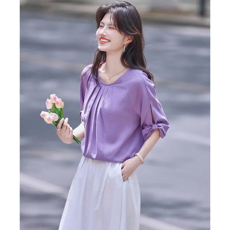 Still quiet Shirts Women's Purple-2
