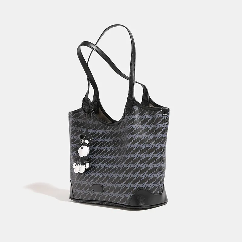 MINLUBAOLUO PVC Tote Handbag, Shoulder Bag Women's Truffle Black-3