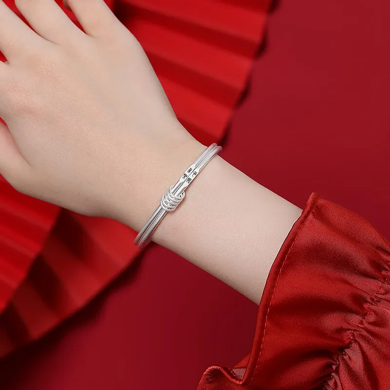 LIUXIN S 999 Fine Silver Sterling Silver Bracelets Women's-1