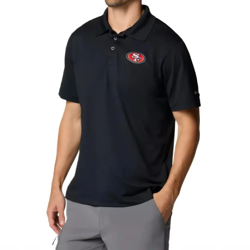 Columbia PFG Low Drag Offshore Francisco 49ers Omni-Shade Omni-Wick Polo Shirt Men's Black-2