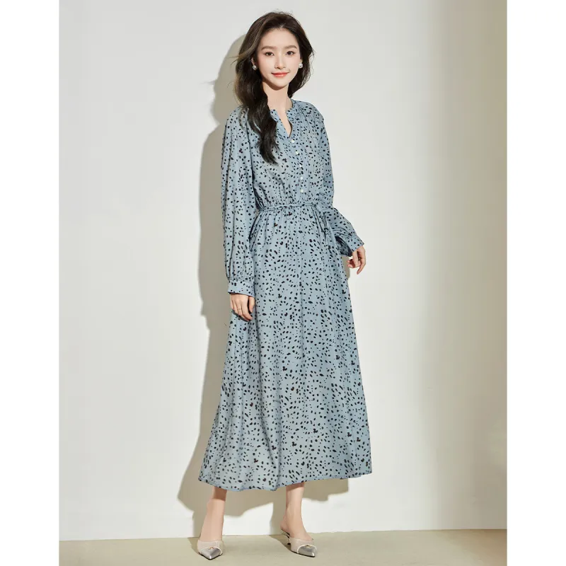 Love Elaine Spring Fall Long Sleeved Dress Women's Blue-4
