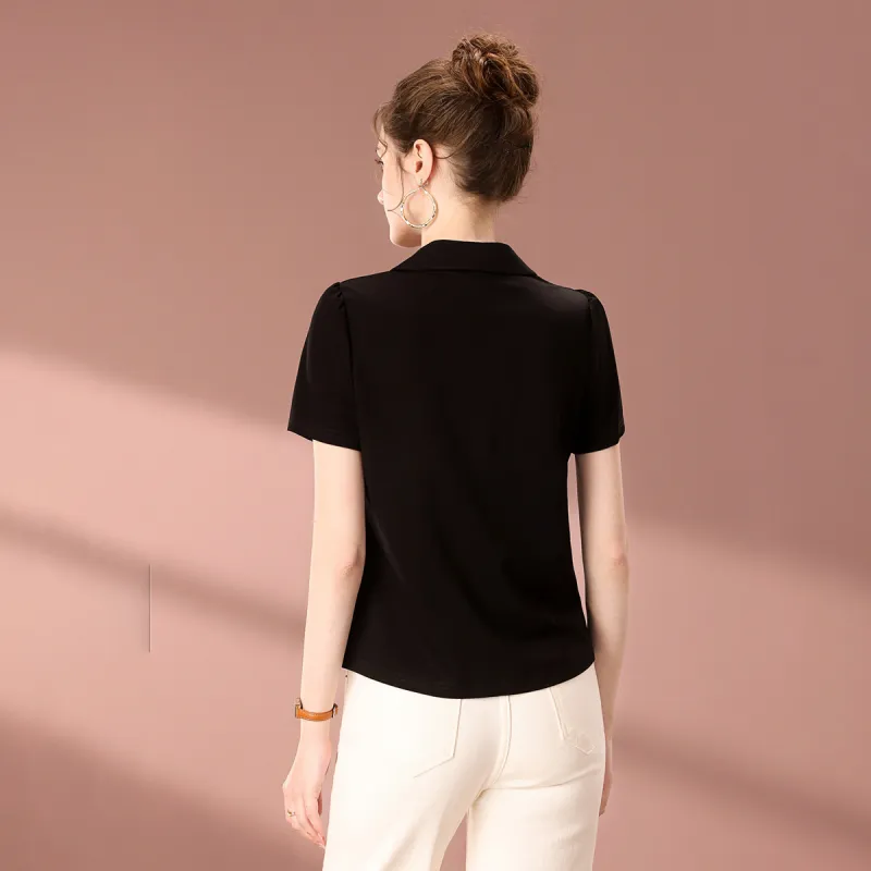 FENHONGMALI T Shirt Women's Black-5