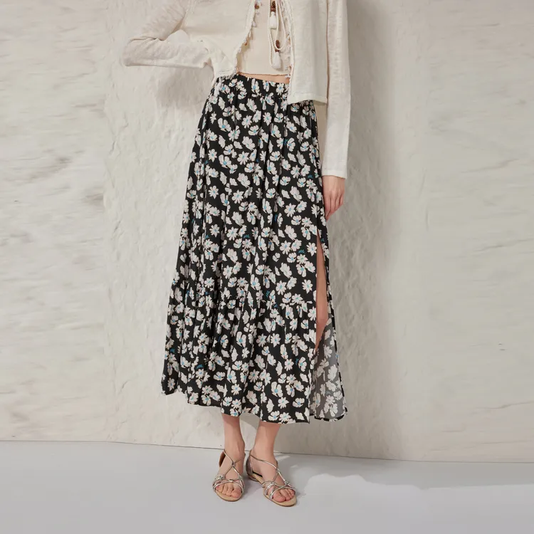 ELLE Casual Long Skirt Women's Black-4