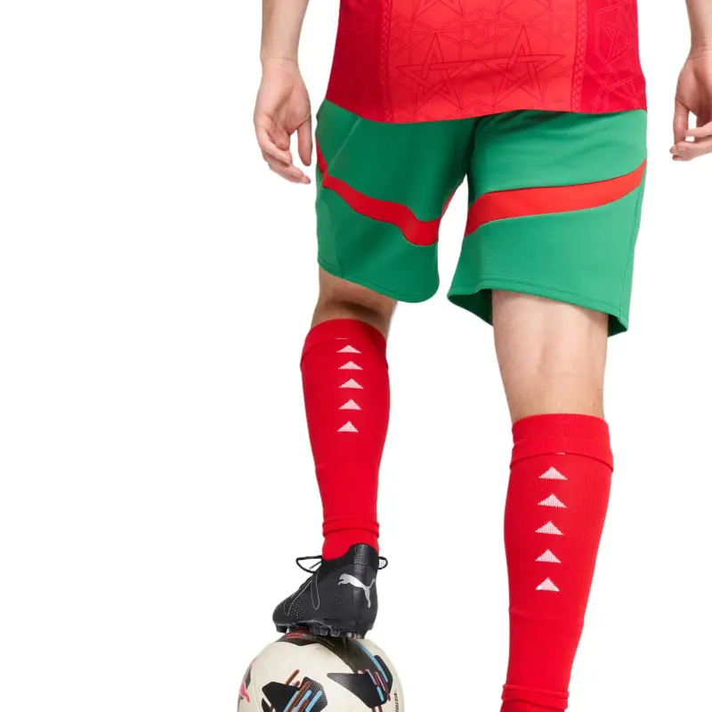 PUMA SHORTSDRYCELL Morocco FRMF Soccer Bottoms Men's Green Red-3