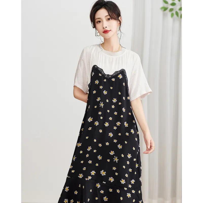 Love Elaine Summer Short Sleeved Dress Women's White/Black-2
