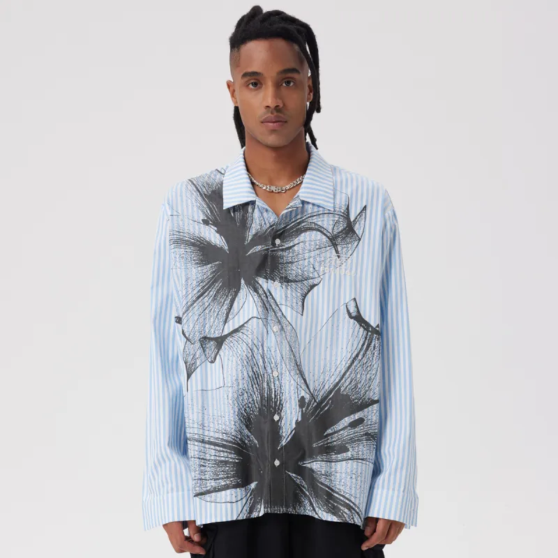 FORHUG Shirts Unisex Blue White Stripes-3