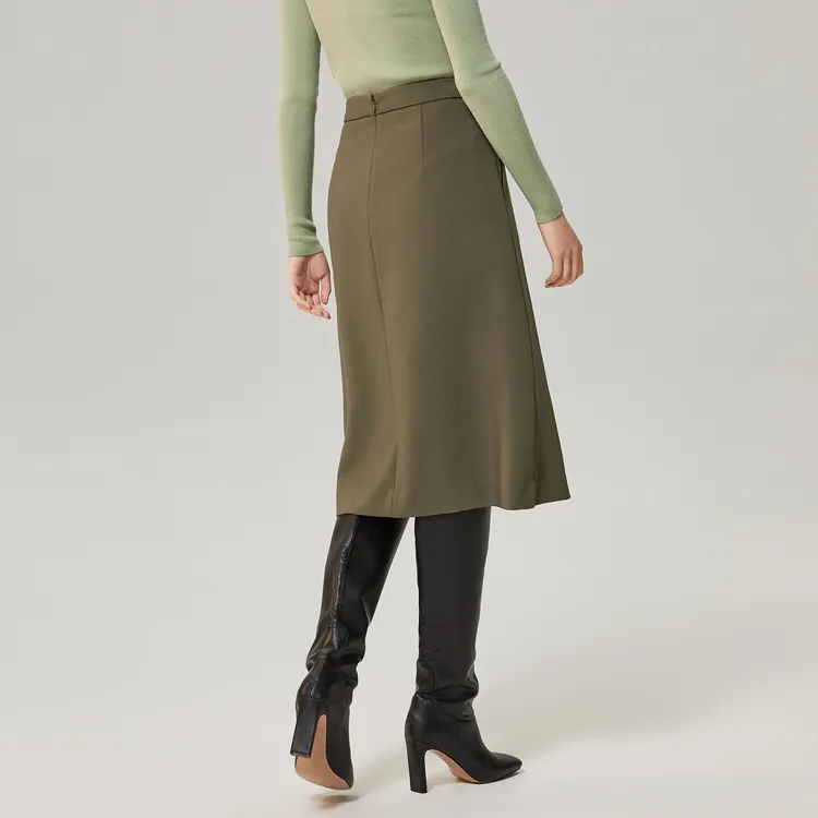 OVV SS23 Casual Long Skirt Women's Khaki Green-3