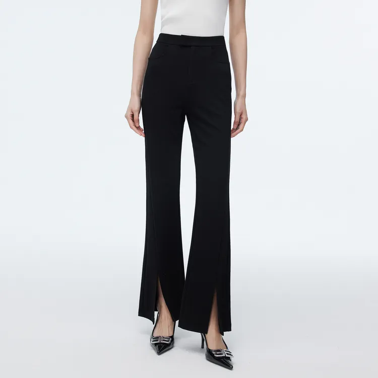 SHUIYUNJIAN Commute Style Solid Color Minimalist Style Comfortable Casual Pants Women's Black-3