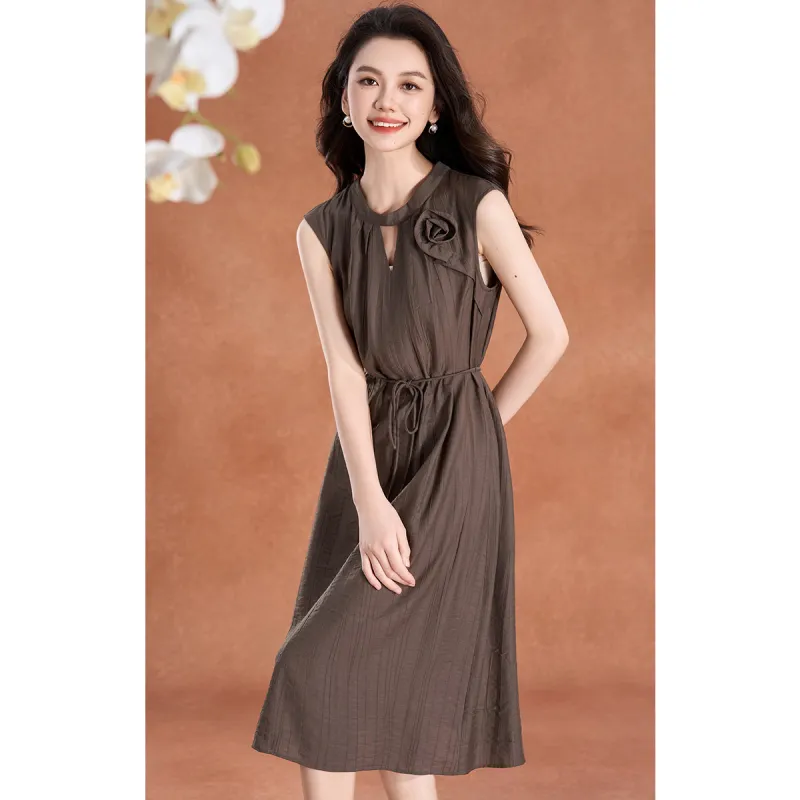 Mylan Summer Short Sleeved Dress Cinched Waist Women's-4