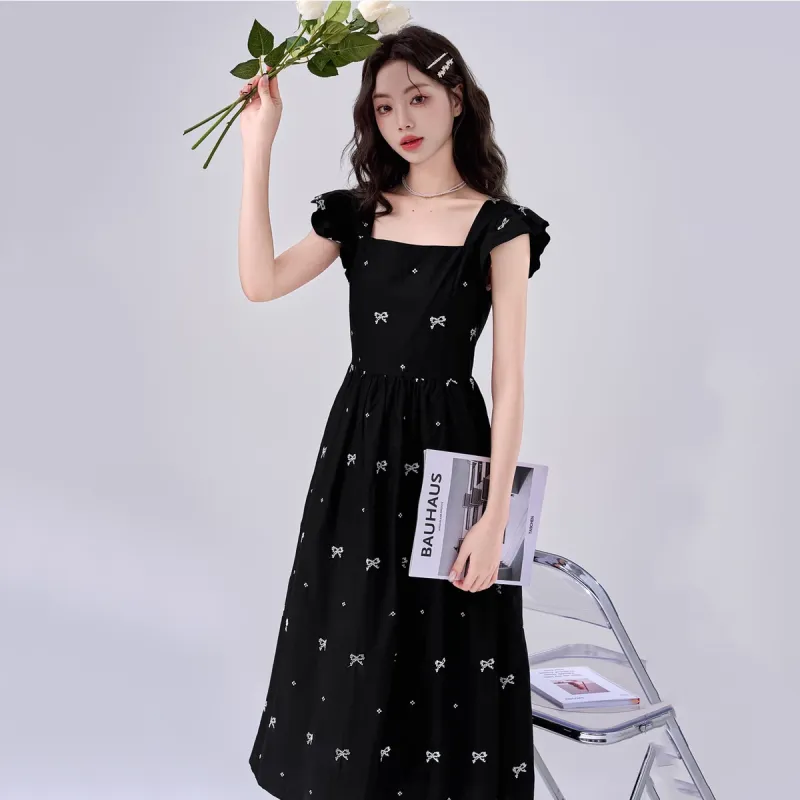 GLEE DIARY Short Sleeved Dress Women's Black-4