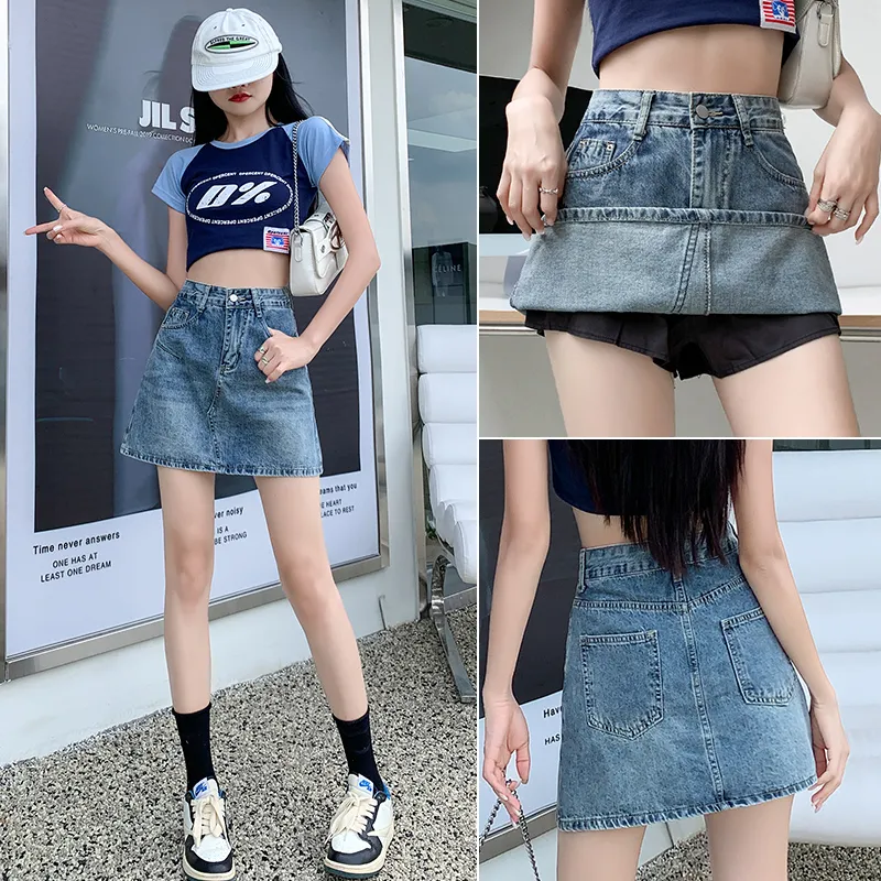 XIANSINIAO Denim Short Skirts Women's-5