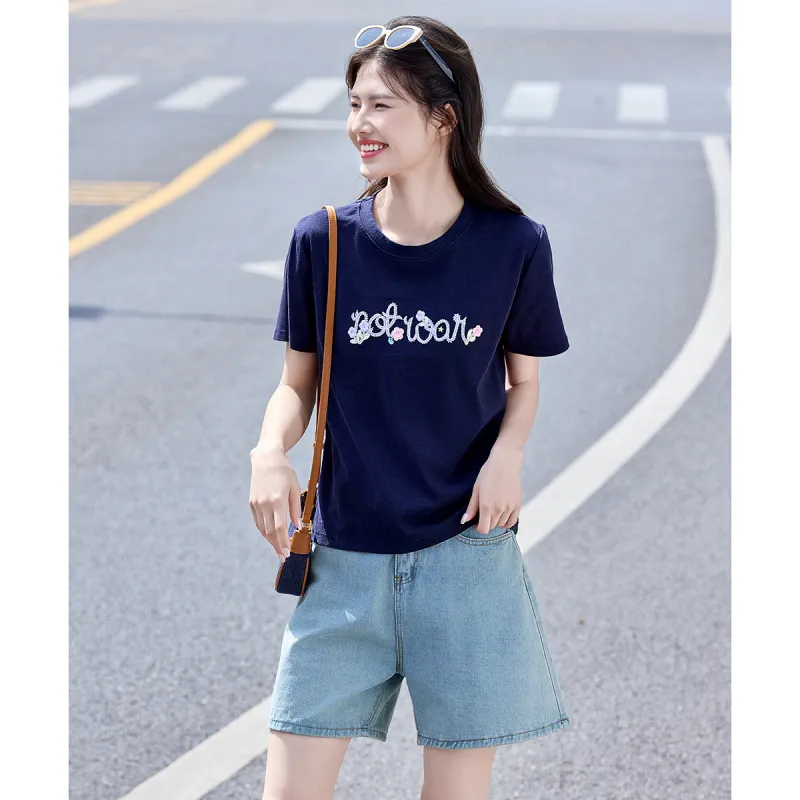 Still quiet T Shirts Women's Navy Blue-4