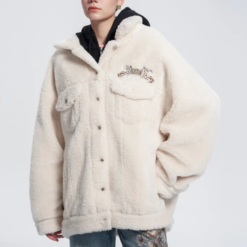 TCH Velvet feel Coat Unisex Beige-3