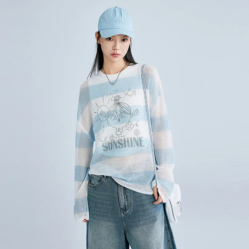 LEDIN x QIXIANSHENGMIAOXIAOJIE,LIANMINGKUAN Knitwear Women's Ice Dew Blue-4