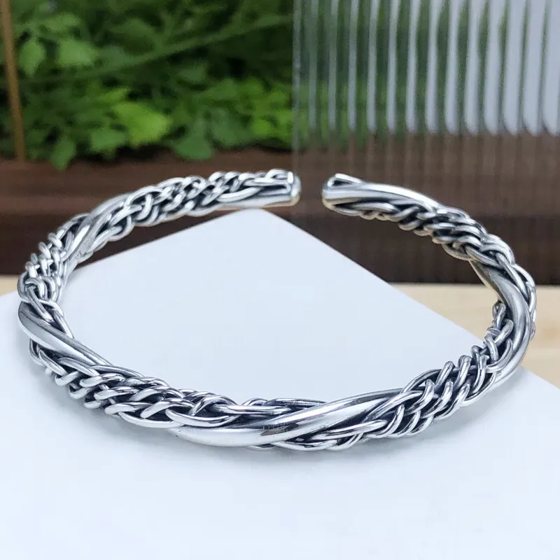 FUYUFU 999 Fine Silver Sterling Silver Bangle Unisex-4