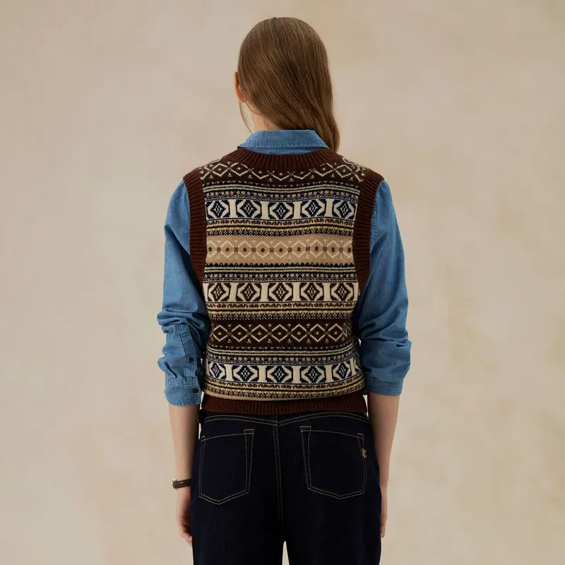 E.land Vests Women's Brown 85Brown-4