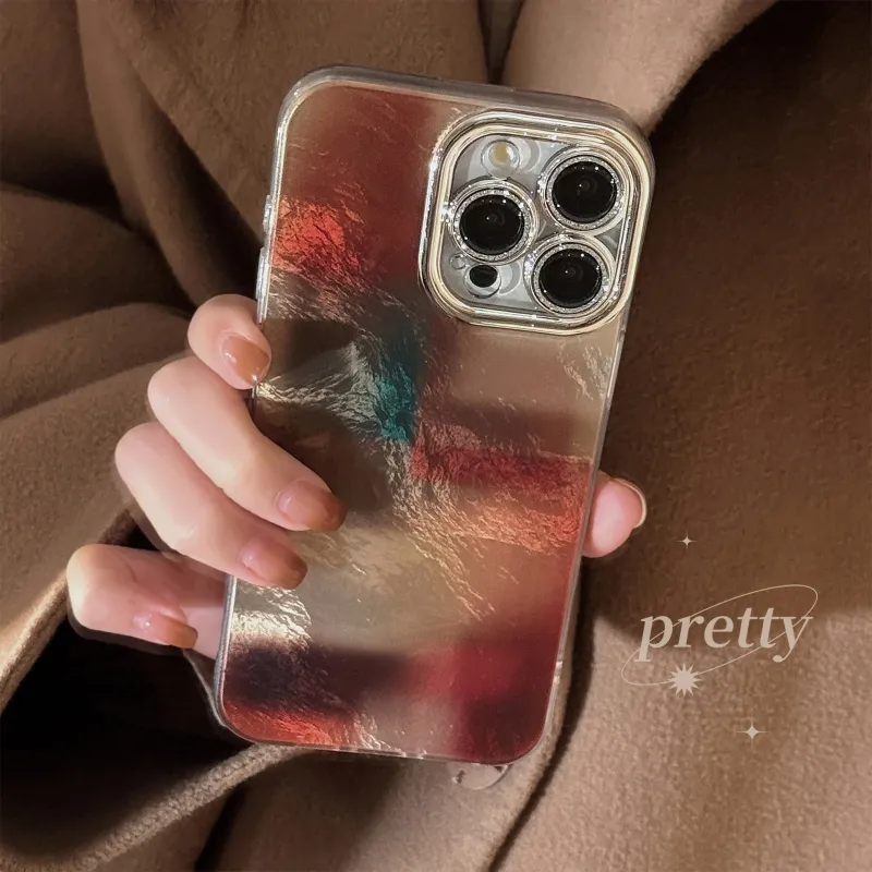 QIZHENG ABS+PC Material Dyeing Vintage Patchwork Phone Case Compatible With Apple 16 Pro Max/15/14/13/12/11-5