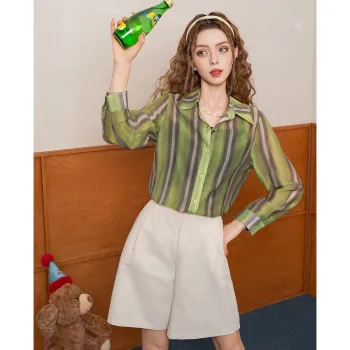 FAWENXIANGZI Shirts Women's Green