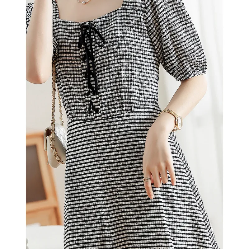 Like The Age Of Water Summer Short Sleeved Dress Regular Women's Black-2