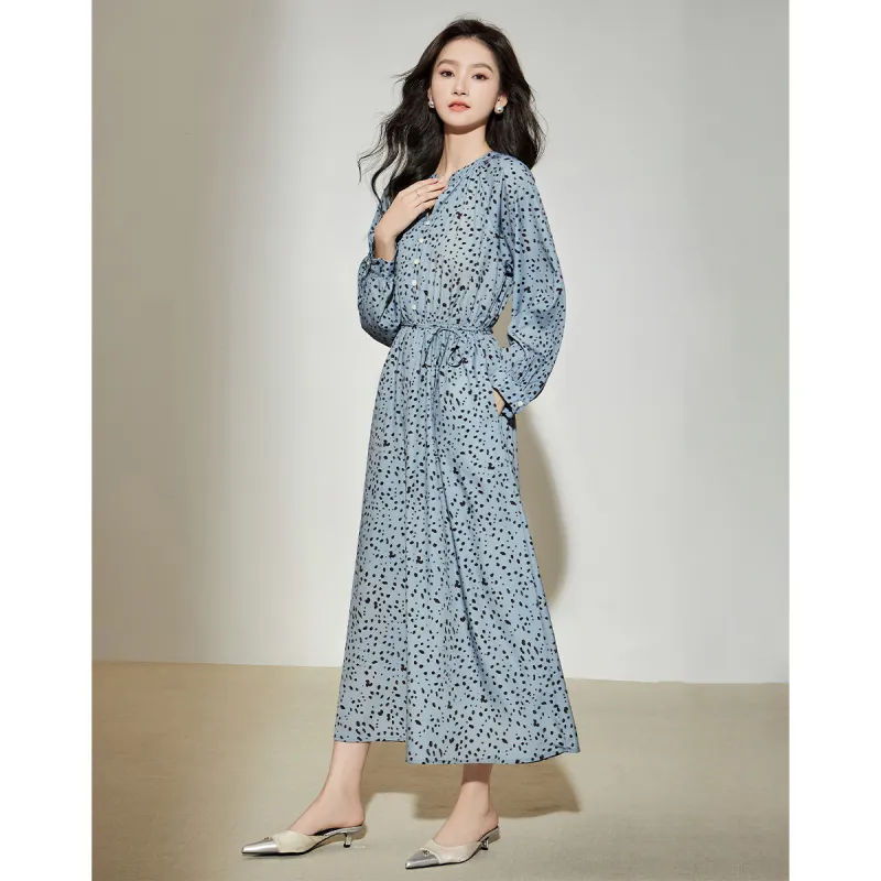 Love Elaine Spring Fall Long Sleeved Dress Women's Blue-6