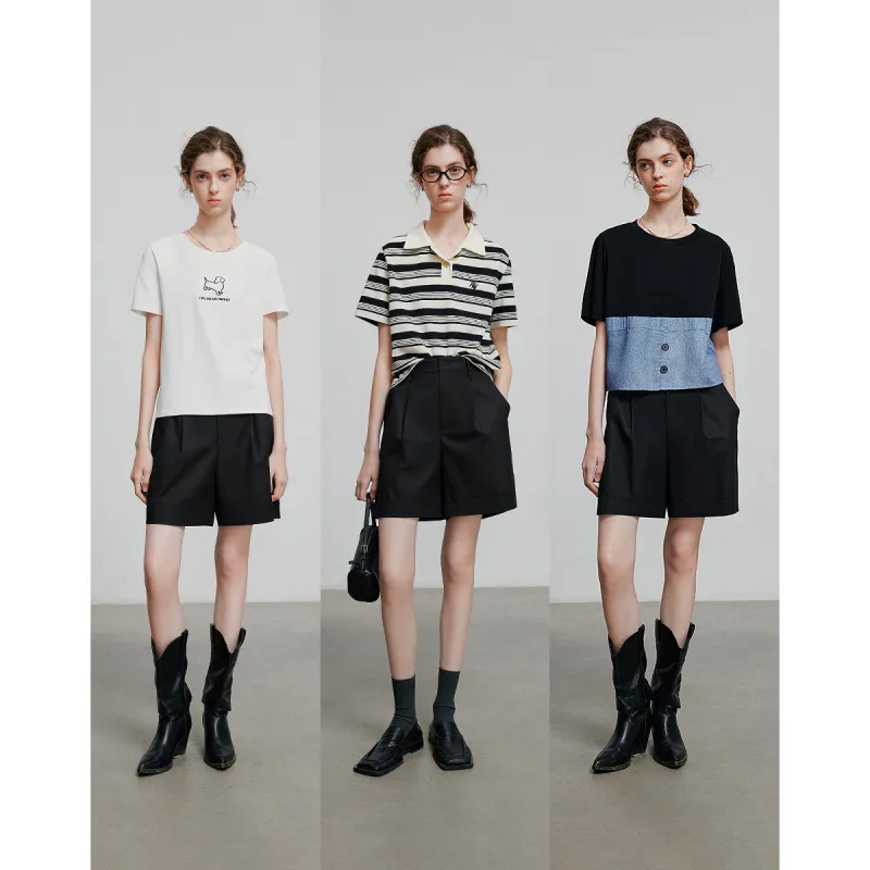 Initial Language Casual Shorts Women's-9