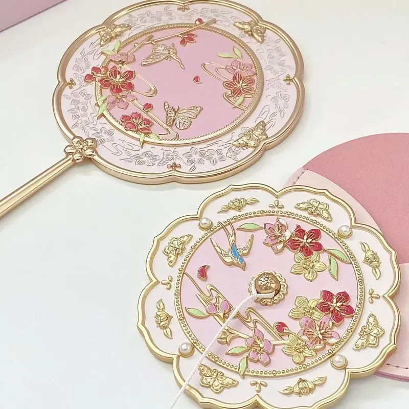 Future Maple Peach Blossom Handheld Mirror Make Up Mirrors Classical Style-4