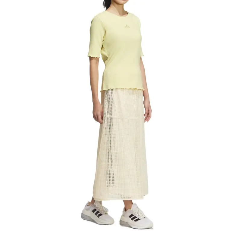 Adidas LUXFLOW Casual Long Skirt Women's Beige-3