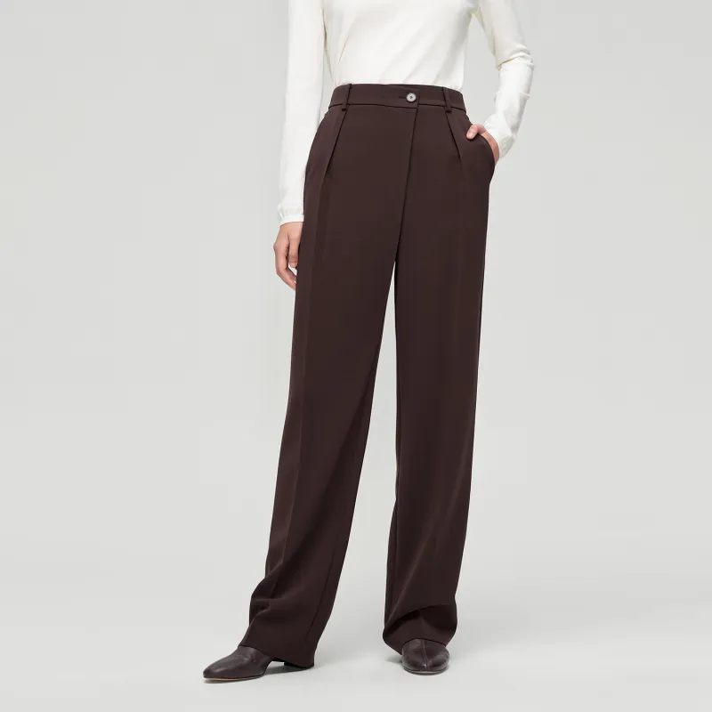 OVV Casual Pants Women's Dark Brown Solid Color C2-2