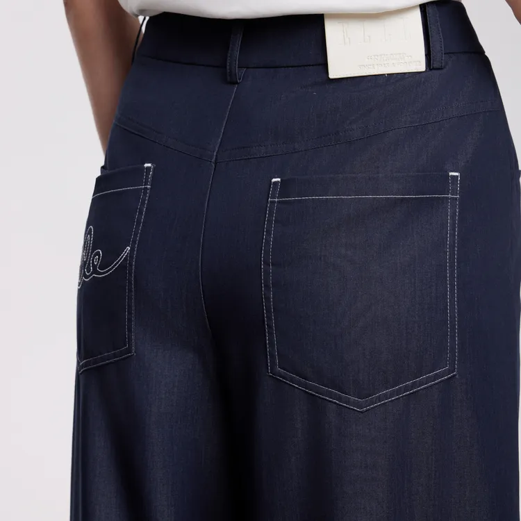 ELLE Casual Pants Women's Navy Blue-5