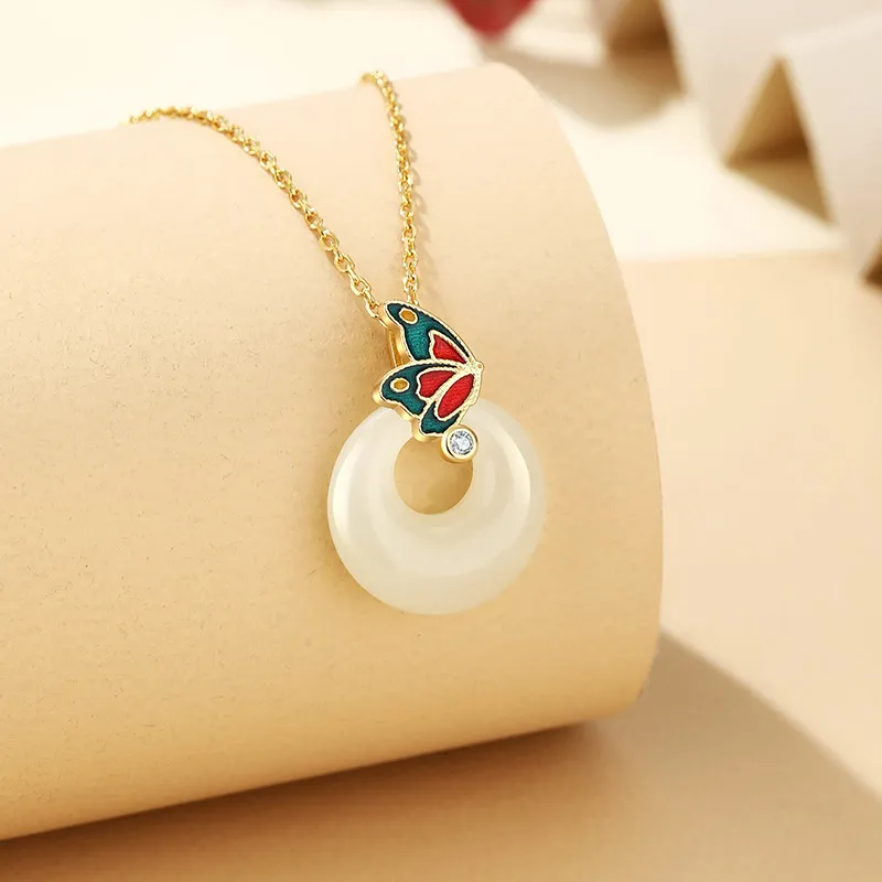 Royal Heaven's Choice Hetian Jade Necklaces Pale Greenish White Jade Unisex-2