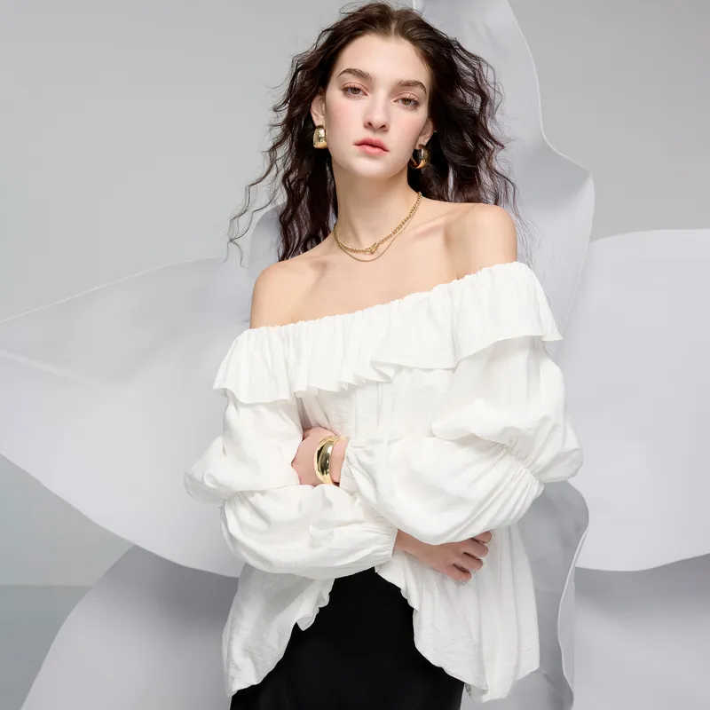 3COLOUR Chiffon Shirt Women's Pearl White-2