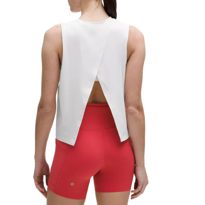 Lululemon Cross Back Pace Crush Graphic Tank Top Sport Vests Women's White-1