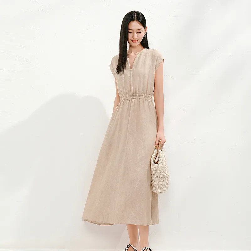 JZ. ANNAKRO Short Sleeved Dress Women's Light Coffee-2