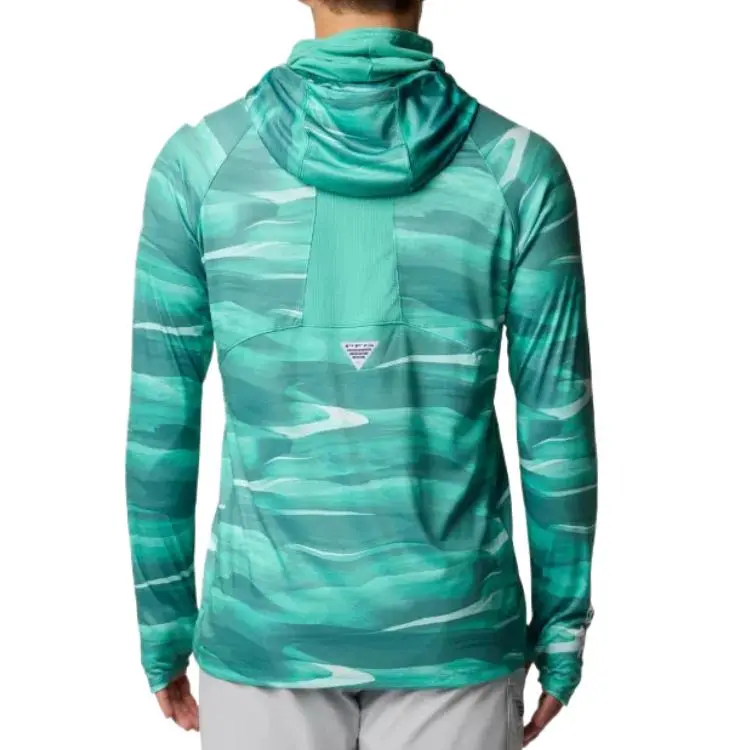 Columbia PFG Super Terminal Tackle Vent Sweatshirt Men's Enamel Green Obsidian-1