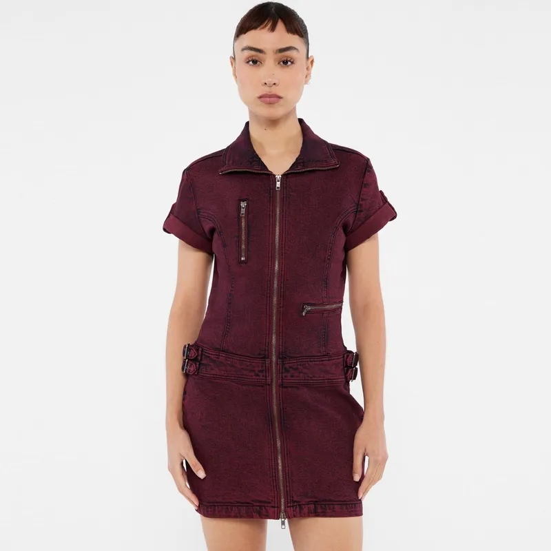 GUESS Short Sleeved Dress Women's Red-1