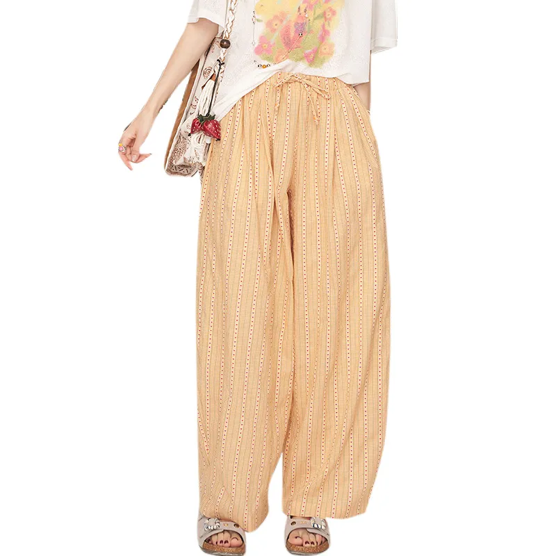 ELF SACK Casual Pants Women's Heart Yellow Plaid-1