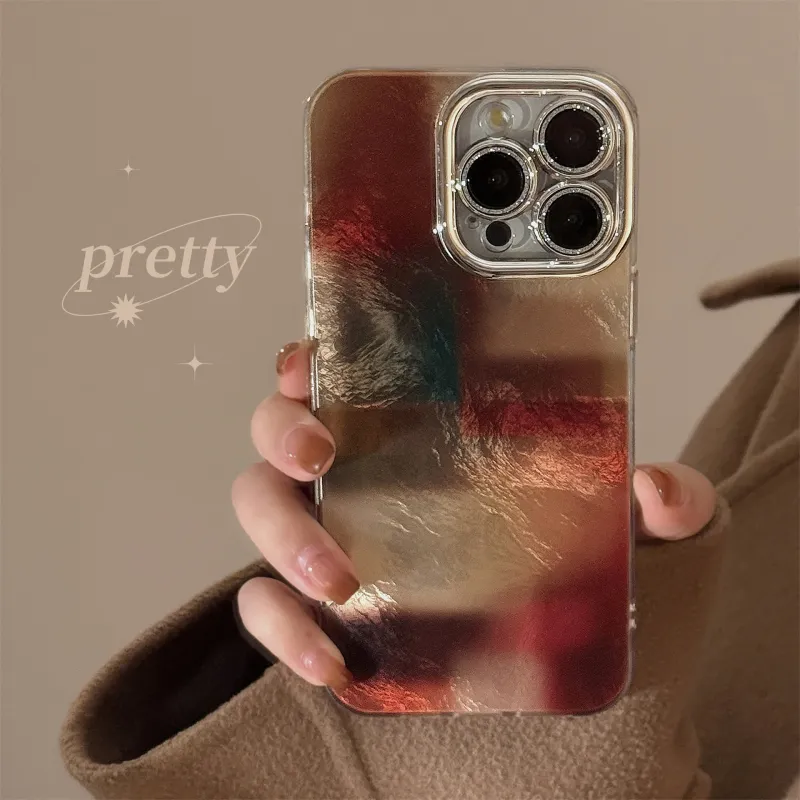 QIZHENG ABS+PC Material Dyeing Vintage Patchwork Phone Case Compatible With Apple 16 Pro Max/15/14/13/12/11-3