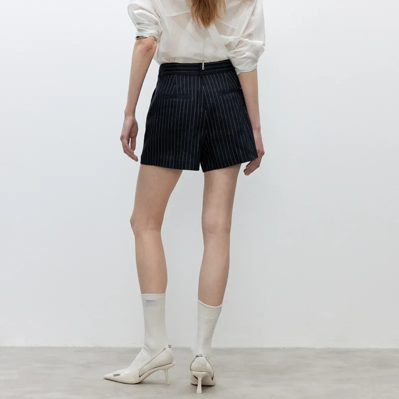 ONLY Casual Shorts Women's Dark Blue With White Stripes-4