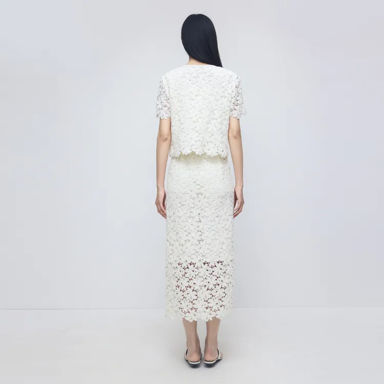 SHUIYUNJIAN Casual Long Skirt Women's Ivory White-5