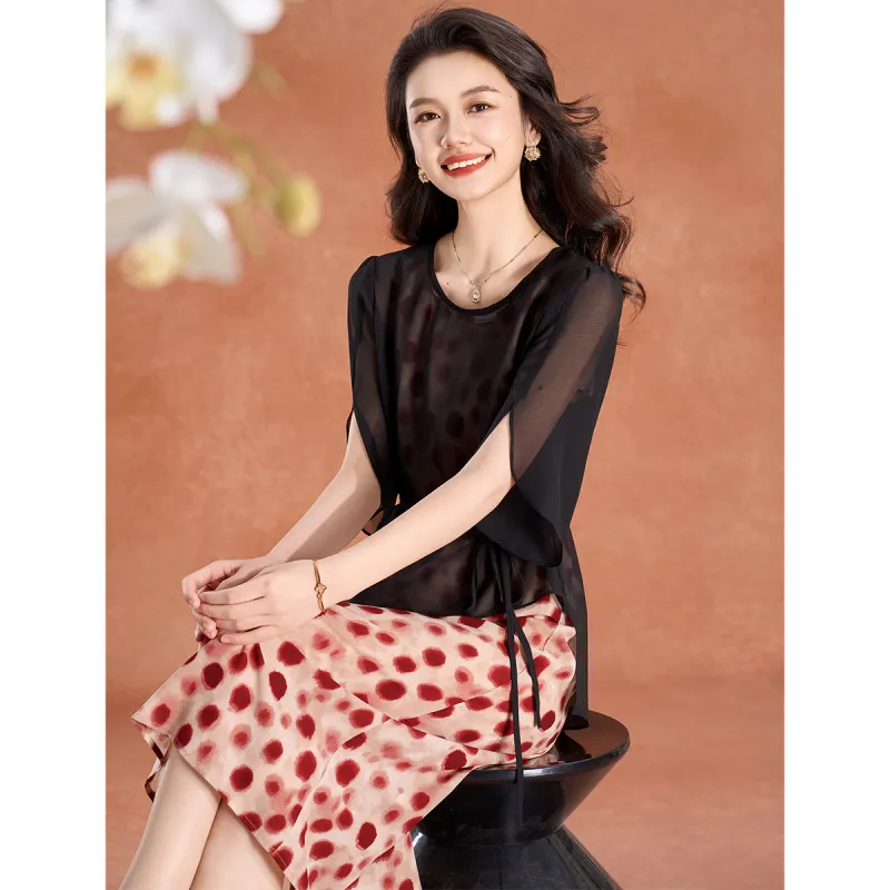 Mylan Two Piece Skirt Sets Women's Red Polka Dot-1