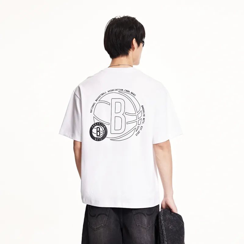 JACK JONES· x NBA JACK & JONES NBA Co brand T Shirt Men's A06 Raw White-2