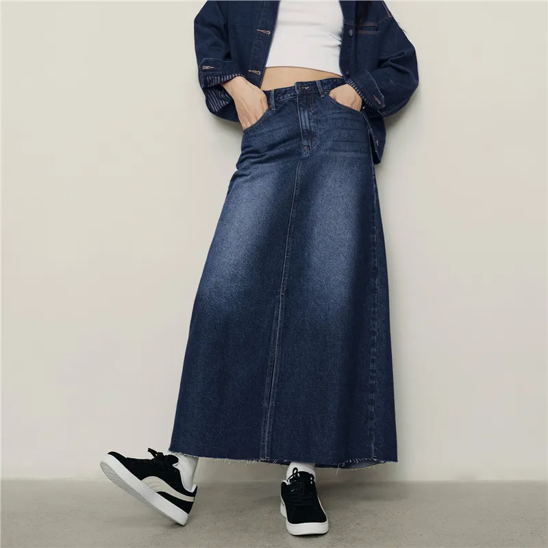 UNIQLO Denim Long Skirt Women's-11