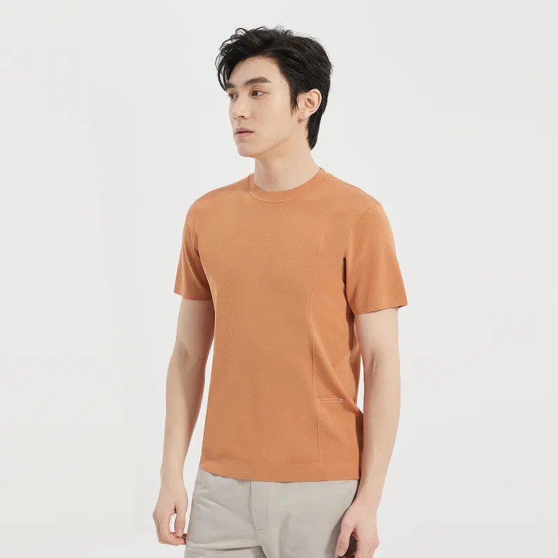 LESS IS MORE T Shirts Men Light Gray Yellow 25XTX9861S-4