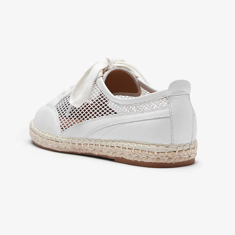 Le Saunda Breathable And Lightweight Low Top Casual Shoes Women's Rhombus Flower White-3