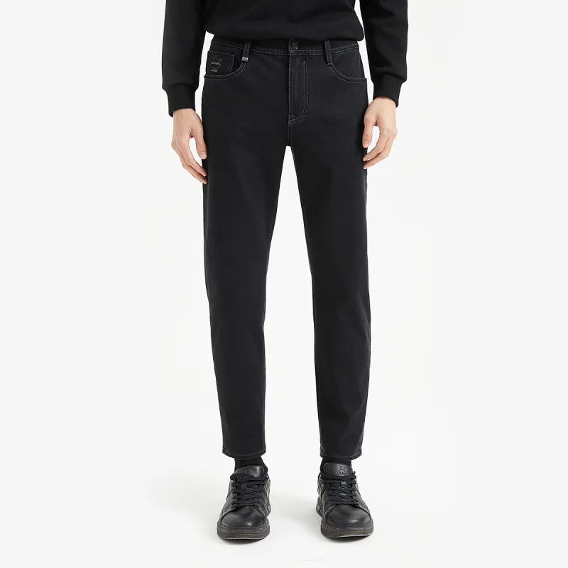 LESS IS MORE Versatile Trendy Washed Mall Same Style Jeans Men's Black-5