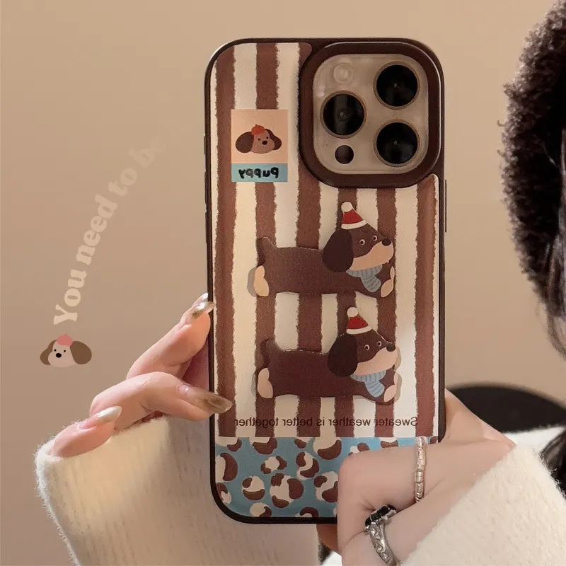 QIZHENG TPU Material Ins 3D Effect Sausage Dog Phone Case Compatible With Apple 16 Pro Max/15/14/13/12/11-2