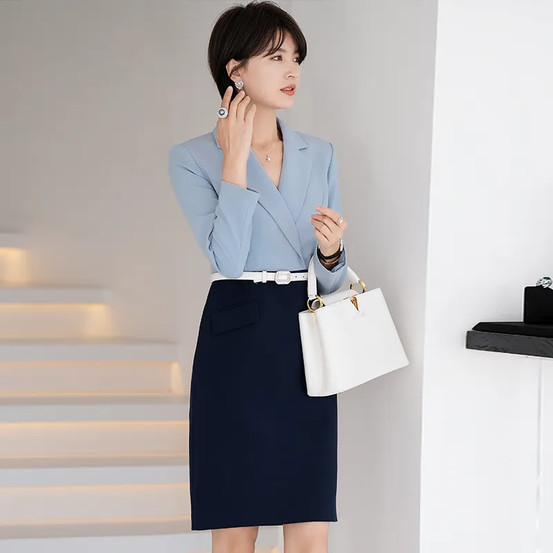 ONE SHALLOW Long Sleeved Dresses Women's Haze Blue-1