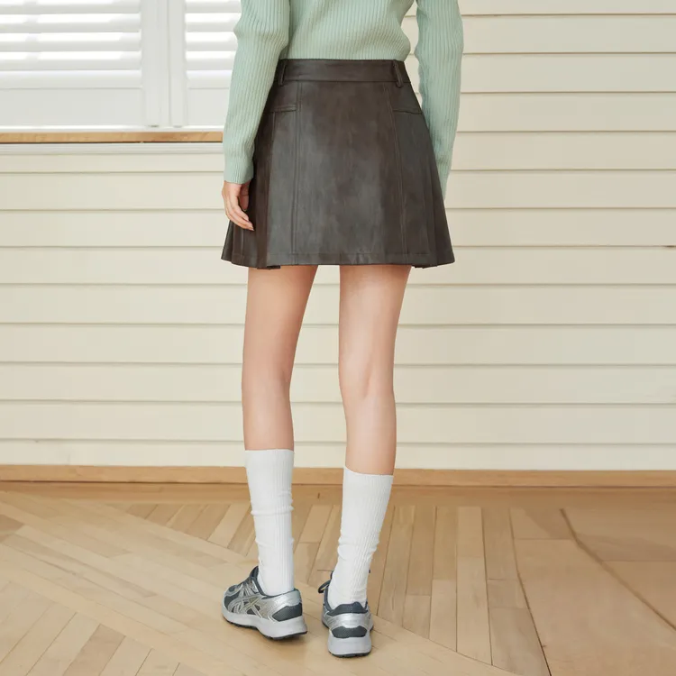 LEDIN Casual Short Skirts Women's Black Brown-4